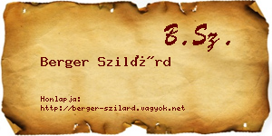 Berger Szilárd névjegykártya